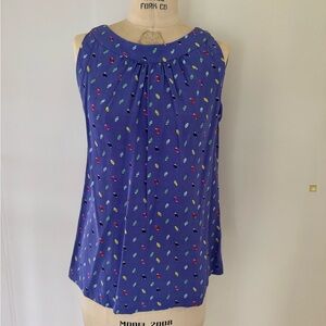Kate Spade Blue Blouse with Colorful Pattern size 4/small